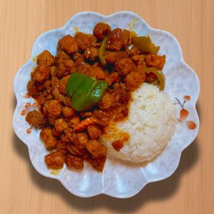 Arroz al vapor con agridulce A3
