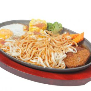 Fideo con salsa especial + milanesa de soja + huevo E5